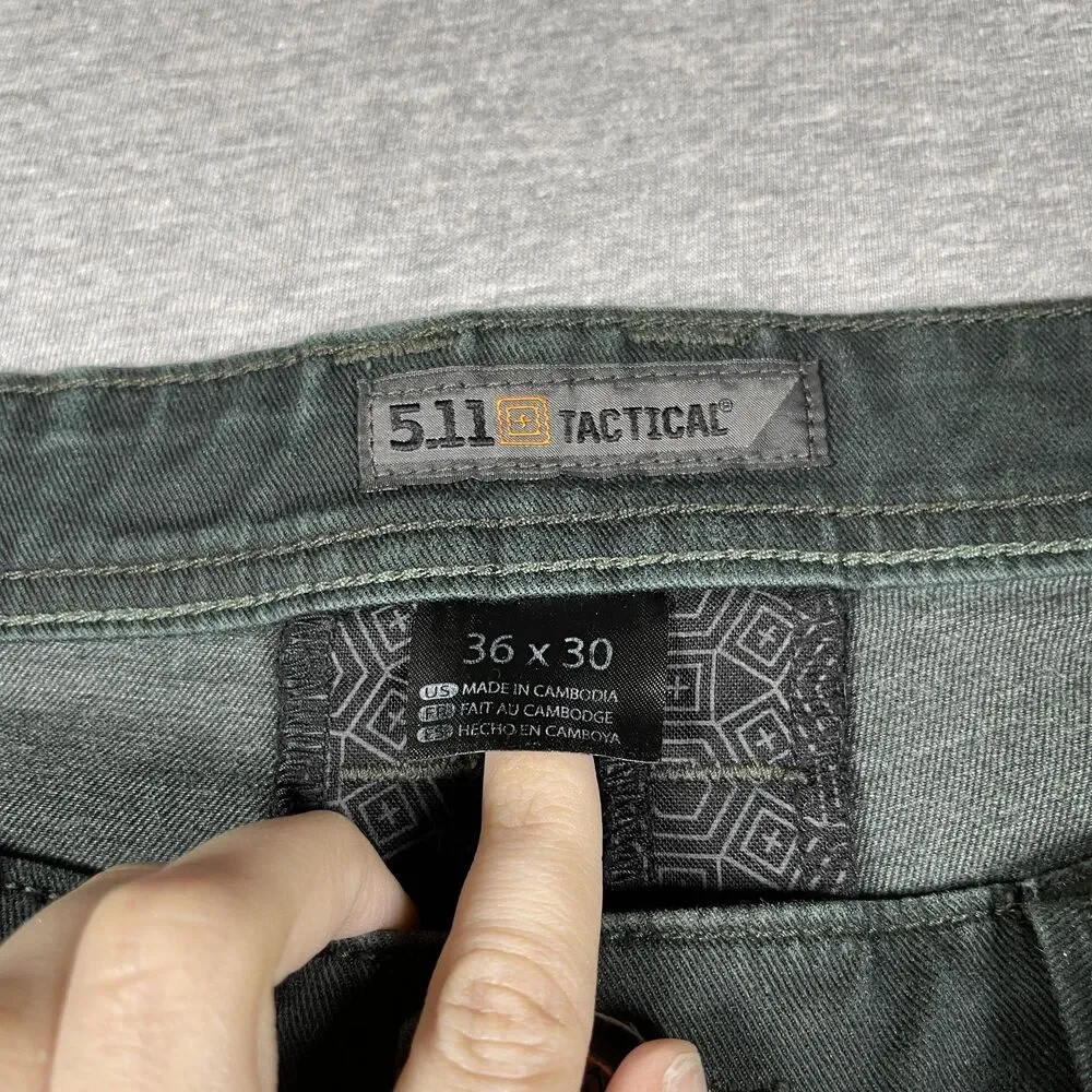5.11 Tactical Chino Pants Mens 36x29 Green Cotton Polyester Stretch Workwear